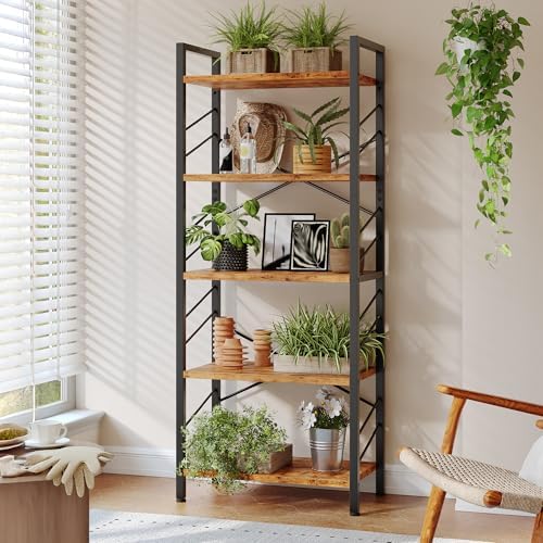 DurayLoly 5-Tier Book Shelf for Living Room, 64.96" H Open Display Bookcase