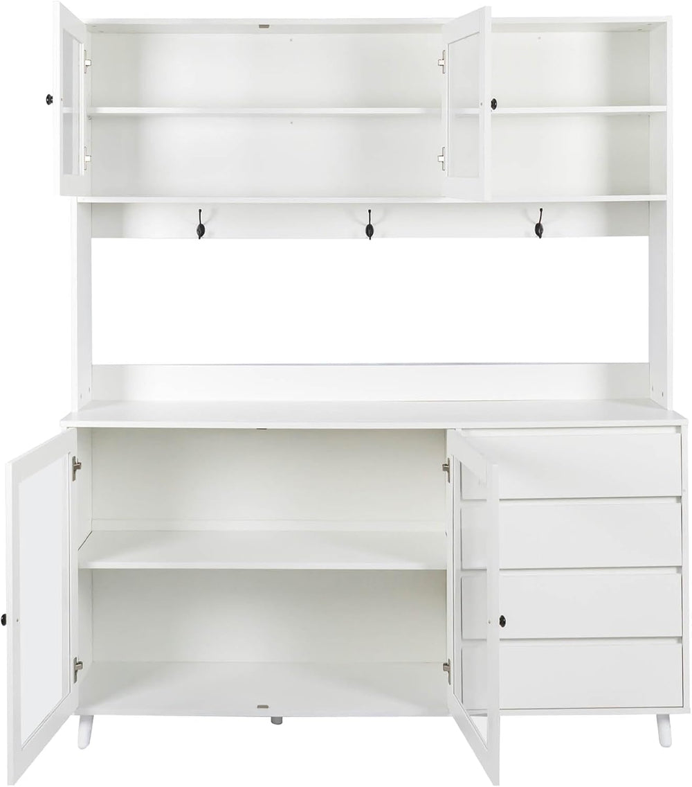 74" Tall Kitchen Pantry Storage Cabinet with Drawers, Microwave Shelf &a...