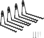 Wall Mounted Garage Hooks Tool Organizer, 10 Inch Garage Storage Hook Heavy Duty Utility Wall Hangers Black for Ladders, Hose, Garden Tools, Set of 4