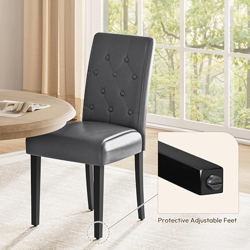 Yaheetech Dining Chairs Set of 6 Button Tufted Kitchen Chairs Gray