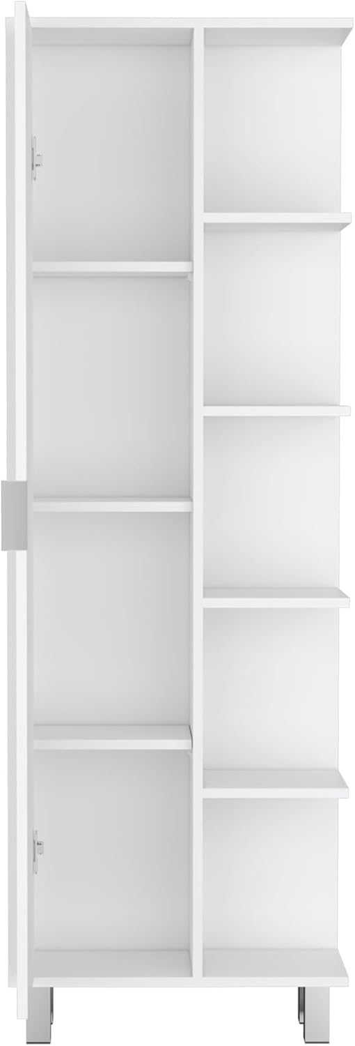 Modern Minimalist Cabinet, Contemporary Storage Locker with 1 Door and 9 Shel...