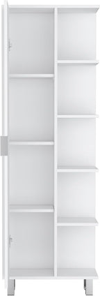 Modern Minimalist Cabinet, Contemporary Storage Locker with 1 Door and 9 Shelves,for Kitchen Home