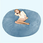 Bean Bag Chair Cover(no Filler),Adults Luxurious Giant 6/7/8ft Huge Bean Bag Chair for Organizing Children Plush Toys or Memory Foam (Color : Light Blue, Size : 8ft)