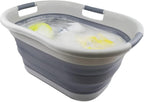 SAMMART 40L (10.5 gallons) Collapsible Plastic Laundry Washing Tub - Foldable Pop Up Laundry Basket/Hamper - Portable Washing Tub - Pop Up Saving (Grey/Dark Grey)