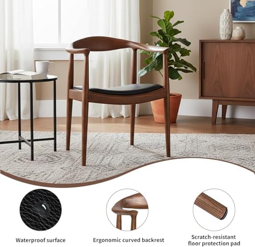 Kennedy Chairs Set of 2, Mid Century Dining Chair with Arms (Walnut) | Premiu...