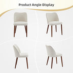 GarveeHome Linen Dining Chair Set of 4 Upholstered Fabric Dining Chair with Wood Legs, Wing Backrest, Wooden Kitchen Chairs with Thick Cushions, Leveling Feet for Dining Room, Living Room, White