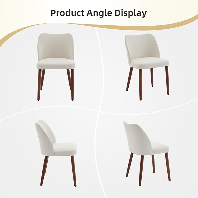Dining Chair Set of 4, Linen Upholstered Dining Chair with Solid Wood Legs, W...