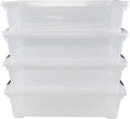 4-pack 40 Quarts Large Shallow Storage Bins, Plastic Under Bed Box Totes with Wheels