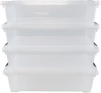 4-pack 40 Quarts Large Shallow Storage Bins, Plastic Under Bed Box Totes with Wheels
