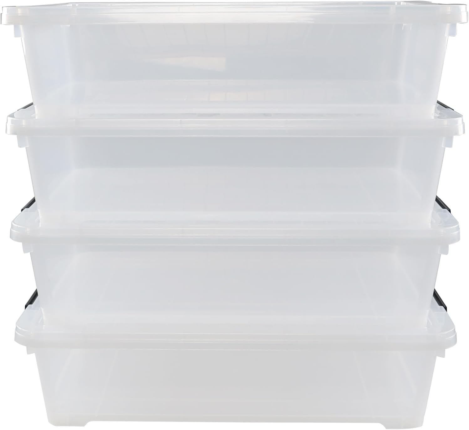 4-pack 40 Quarts Large Shallow Storage Bins, Plastic Under Bed Box Totes with Wheels