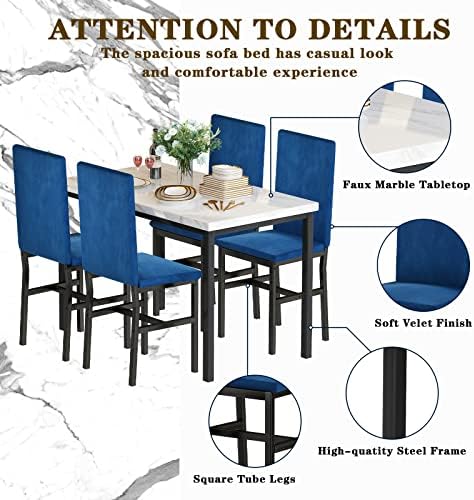 Hooseng Dining Table Set for 4- Space Saving Kitchen Table and Chairs for 4, ...