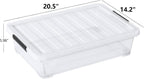 20 Quart Clear Plastic Under Bed Storage Boxes, Set of 3 Wheeled Underbed Storage Containers
