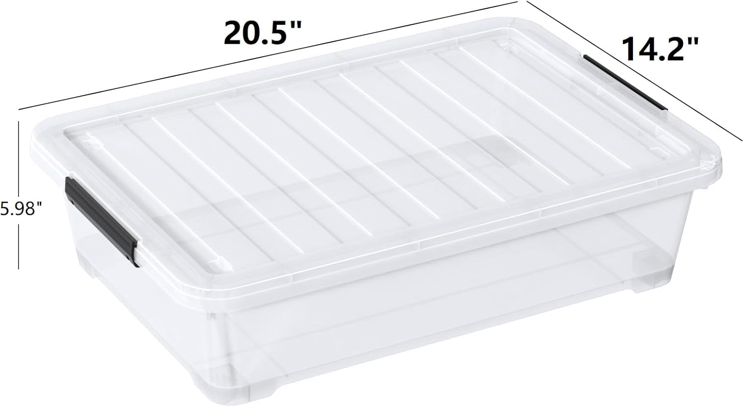 20 Quart Clear Plastic Under Bed Storage Boxes, Set of 3 Wheeled Underbed Storage Containers