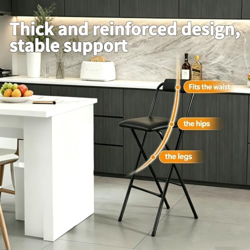 Folding Stool with Back,1Pcs Tall Foldable Stool 25.5 Inch