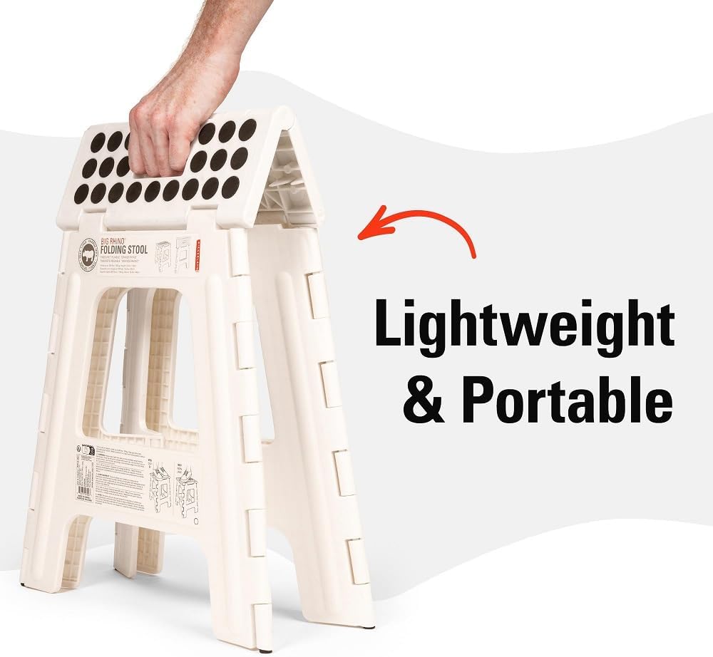 Kikkerland Rhino Foldable Step Stool – Holds Adults up to 300 Lbs, Best for K...