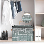 Personalized Name Storage Basket, Custom Keepsake Box, Grey Green | Foldable Fabric Gradient Large Memory Bin with Handle Lid Lightweight Waterproof Dustproof, 14"L x 10.2"W x 10.4"H