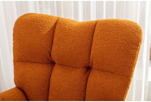 Rocking Chair, Upholstered Teddy Fabric Glider Chair, Lounge Accent Armchair ...