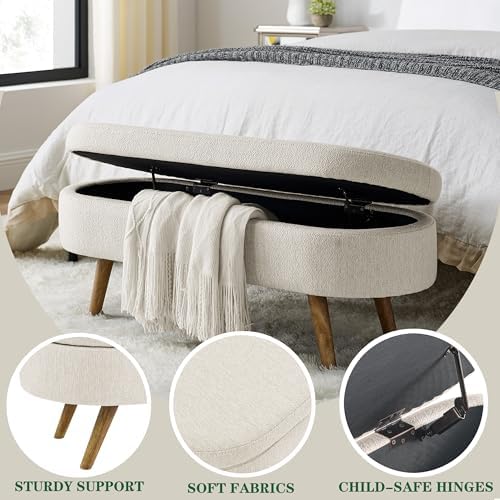 43.5" Ottoman with Storage, Storage Ottoman Bench with Safety Hinge, Lin...
