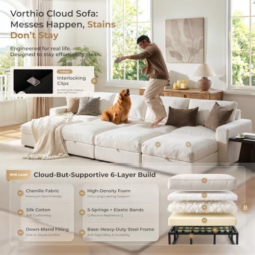 Cloud Couch Sectional 146.5'' Oversized Modular Deep Seat Sofa Bed Co...