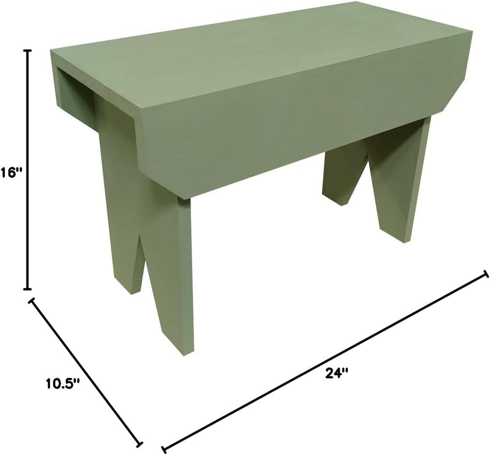 Sawdust City 2 ft Wood Bench Long (Solid Sage)