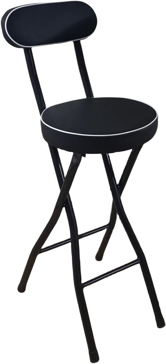 Portable Folding Stool, 330lbs Capacity, Heavy Duty Stool, Foldable Stool for Adults, Dorm, Kitchen, Vanity, Bathroom, Church and Outdoor Use (Black, Sitting Height: 24in)
