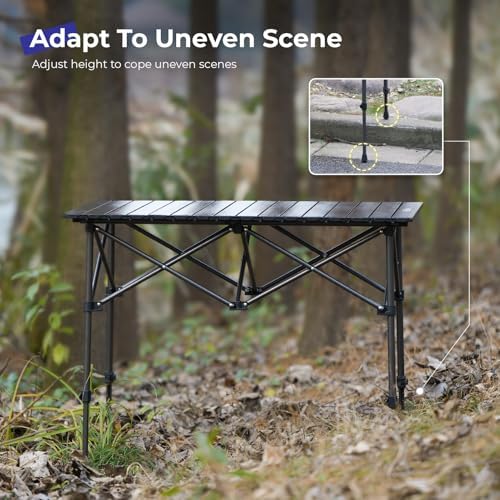 Byliable Folding Camping Table, Portable Aluminum Adjustable Height, Black | ...