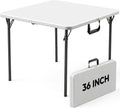 36" Folding Square Table, Portable Card Table with Built-in Handle, Compact Foldable Camping Picnic Table No Assembly, Easy Carry for BBQ, Party, Indoor Outdoor Use