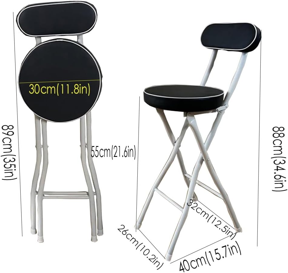 Portable Folding Stool, Non-Slip Feet, Kitchen Folding Stool with Backrest, P...