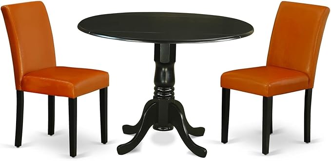 East West Furniture DLAB3-BLK-61 3 Piece Kitchen Table & Chairs Set Conta...