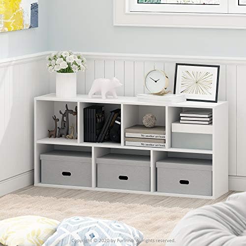 Furinno LUDER Book Shelf, 7-Cube Bookshelf, Bookcase with Open Shelves, 9.4 x...