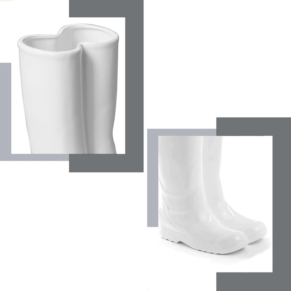 Modern White Decorative Umbrella Stand Indoor,Ceramic Rain Boot Umbrella Holder/ Cane Holder for Entryway,Flower Vase for Home Decor,Decorations for Living Room,Hallway,Office
