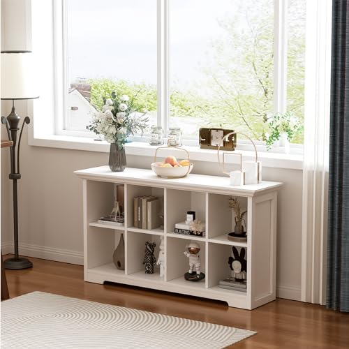 OSCHF 8-Cube Open Bookcase with Base, 2-Tier Low Cabinet, White