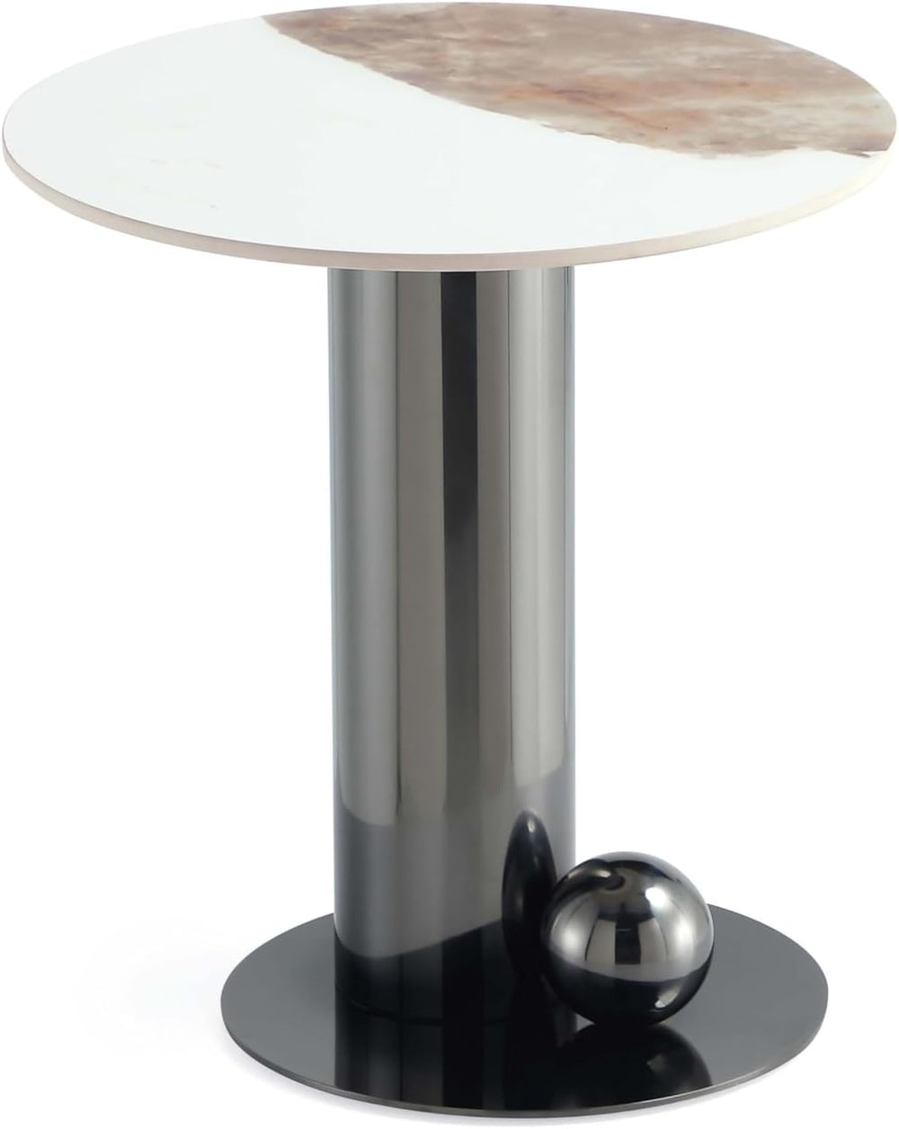 Manhattan Comfort Laurel 2 Piece Set, Round End and Coffee Tables with Sinter...