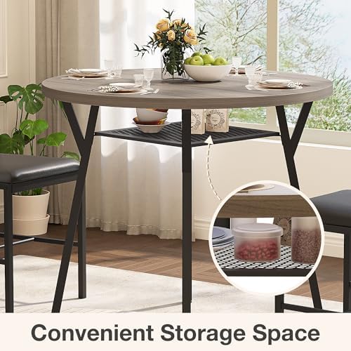 Pamapic Round Dining Table Set for 4, Kitchen Table and Chairs for 4, Dining ...