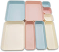 (9 Piece Set) Large Size Plastic Desk Drawer Organizers For Makeup Bathroom Office Kitchen Three Colors