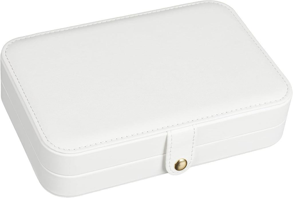 Small Jewelry Box, Travel Jewelry Case Portable Jewelry Boxes for Women, 2-Layer Mini Jewelry Travel Organizer, Gift for Women Girls,White D