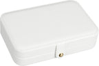 Small Jewelry Box, Travel Jewelry Case Portable Jewelry Boxes for Women, 2-Layer Mini Jewelry Travel Organizer, Gift for Women Girls,White D