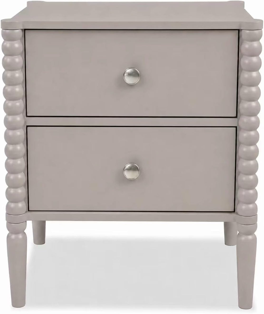 2-Drawer Nightstand, Modern Bedside Table with Silver Handles, 19.69" W ...