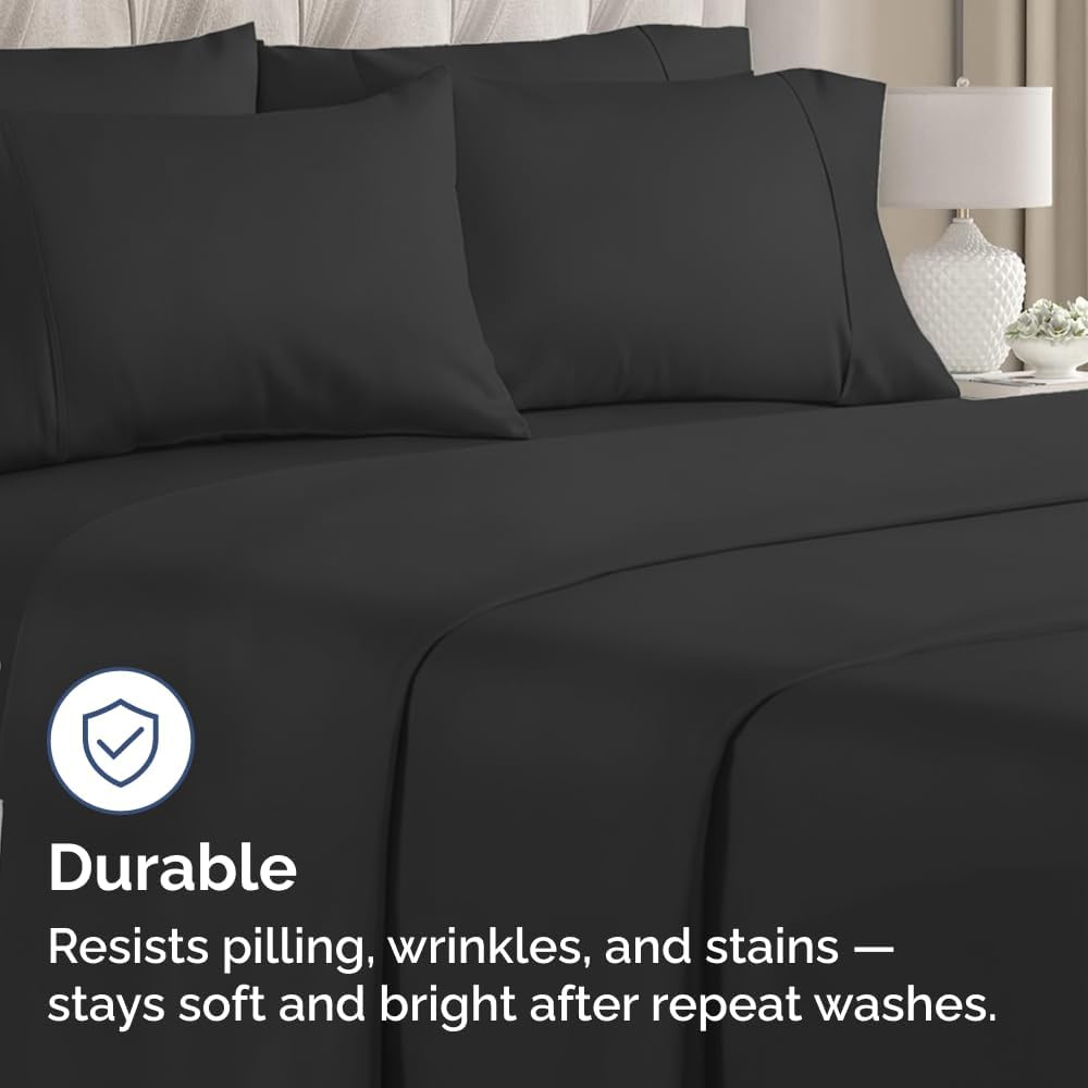 King Pillow Cases - 4 Pack - Super Soft Pillowcase Covers - Envelope Enclosure - Hotel Quality Pillow Protectors - Wrinkle Free, Fade, Shrink & Stain Resistant - Machine Washable - 20" x 40" (Black)