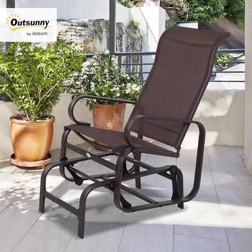Outsunny Outdoor Glider Chair, Smooth Gliding Mechanism, Brown | Gliders for ...