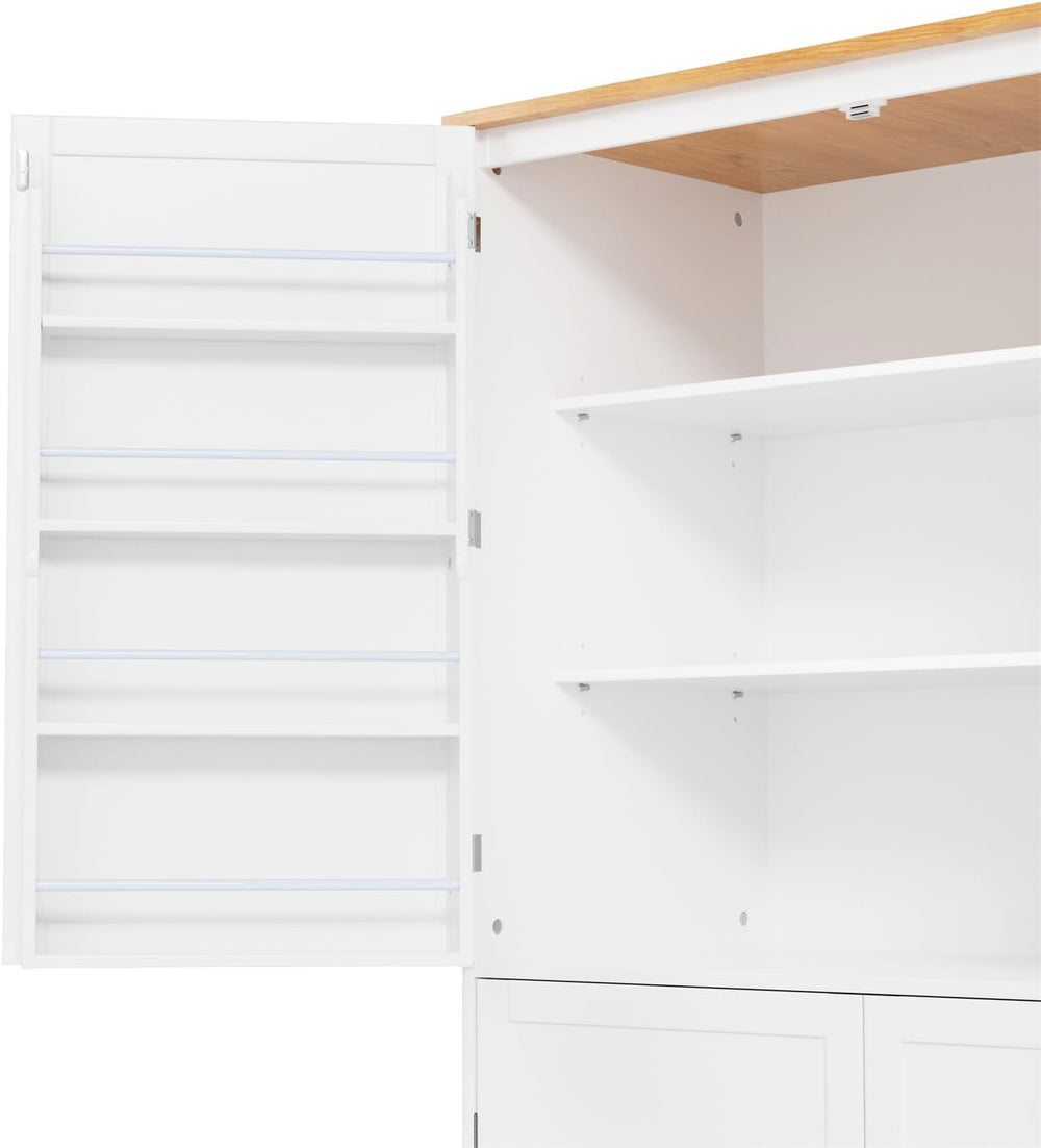 Linique 71.3" Kitchen Pantry with 2 Drawers, 2 Adjustable Shelves, 8 Doo...