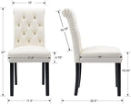 Faux Leather Dining Chairs Set of 6 Upholstered Dining Room Chairs Modern Tufted Accent Chairs Wooden Parsons Side Chairs for Home Kitchen Resturant, Cream