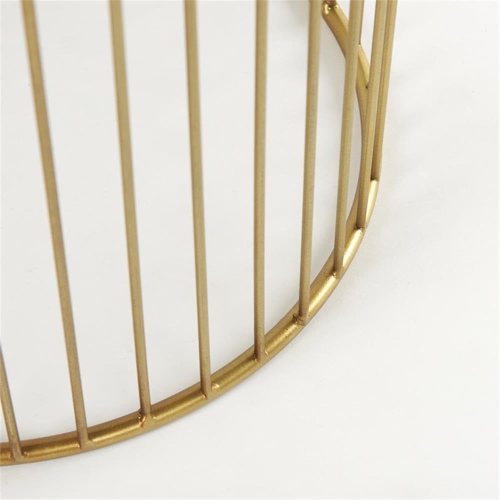 Pemberly Row Set of 2 Round Metal Accent Tables, Gold Cage-Like Base, Tempere...