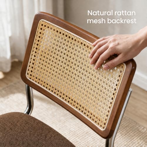 GrandNoor Natural Rattan Dining Chairs Set of 2, Cesca Design Kitchen Chair