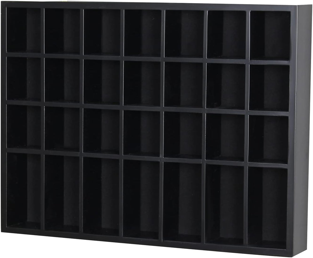 Black Shot Glass Display Case 18" x13" Solid Wood Wall Mounted Coll...