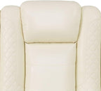 Electric Power Recliner Loveseat Set Living Room Furniture, Comfy Home Theater Breathing Leather Seating with USB 2.0 Charging Ports, LED Light Strips, Mid Console and Cupholders (White-2)