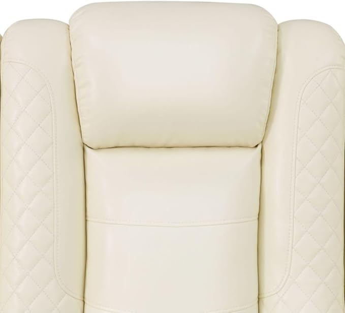 Electric Power Recliner Chair/Loveseat/Sofa Living Room, Comfy Home Theater Breathing Leather Seating with USB 2.0 Charging Ports, LED Light Strips, Fold-Down Table & Cupholders (White-2)