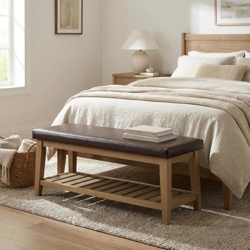 HUIMO Entryway Shoe Bench with Cushion, End of Bed Bench,Upholstered Bench fo...