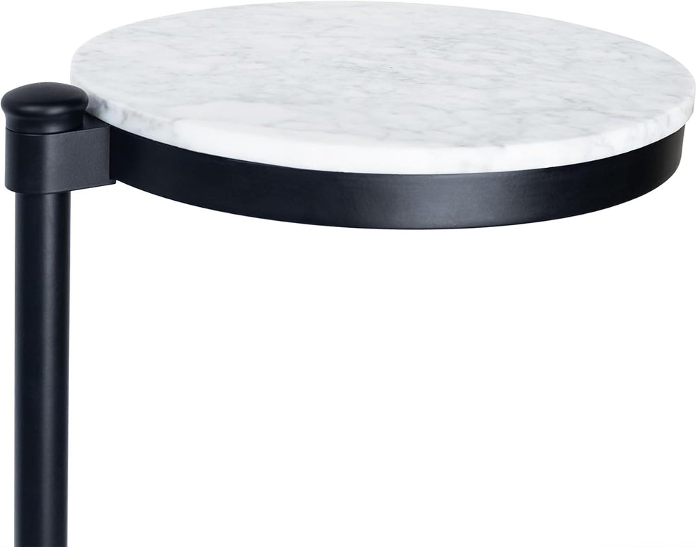TEHOME Black Marble Drink Table Metal Martini Round Small Drink Side Table fo...