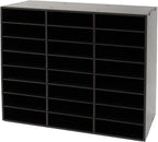 24 Compartments Literature Organizer, Desktop File Sorter Mail Center Paper Storage Cabinet Classroom Mailbox for Files Documents Papers Magazines (Black 24Slots)